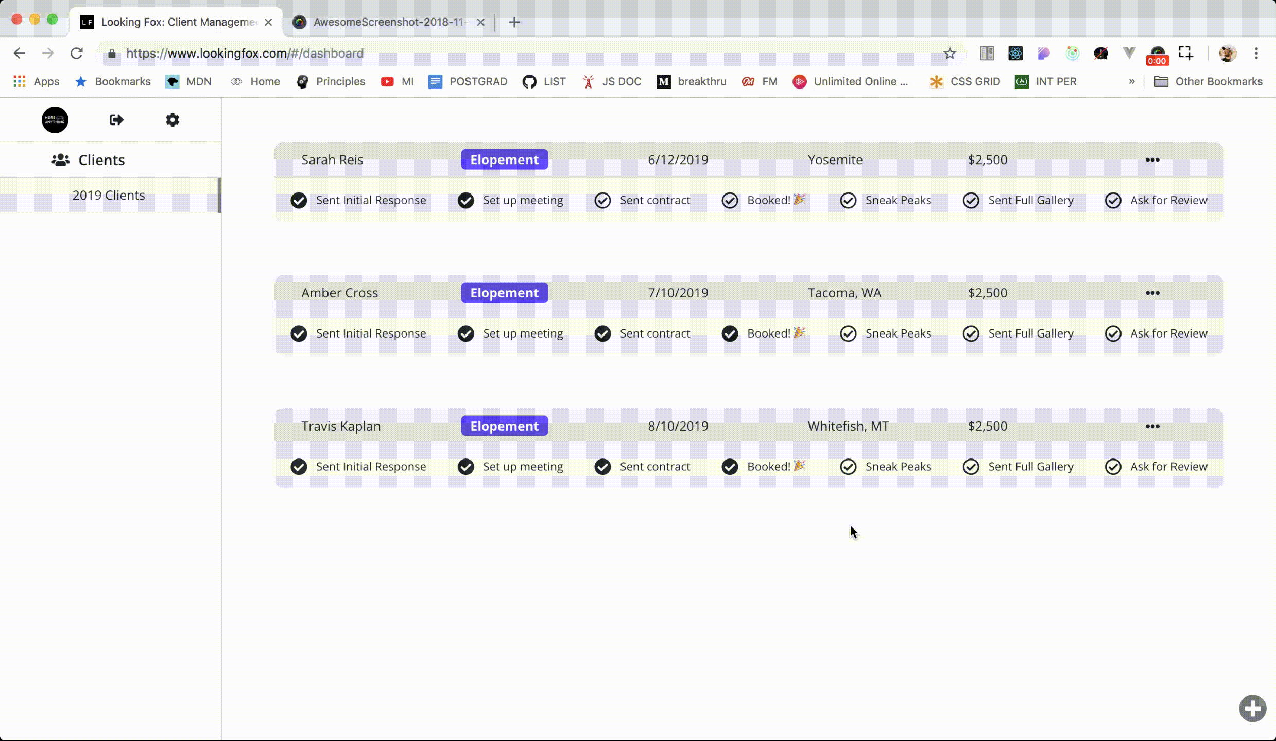 GIF demo of Ryan's Looking Fox project.